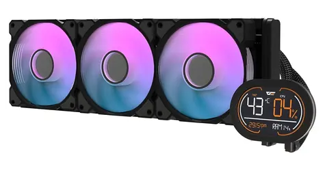 darkFlash DH360D v2 černá / AiO chladič CPU / 3x 120 mm / Segmentový displej / ARGB podsvícení / 30 dB / Intel + AMD
