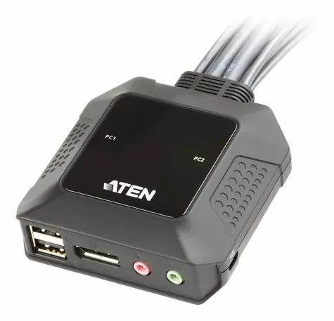 ATEN / Kabelový KVM přepínač / 2 PC / DisplayPort 1.1 / 4K UHD / 1,2 m