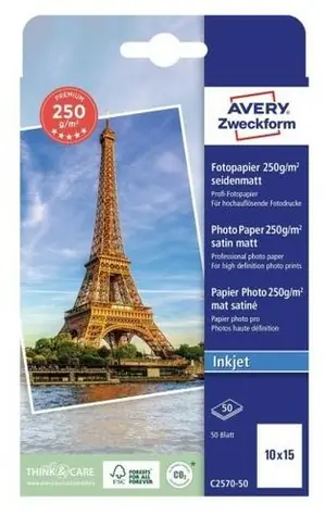 Avery Premium Satin matt / Fotopapír / matný / 10x15 cm / 250 g/m2 / 50 ks