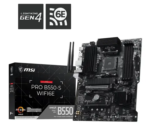 MSI PRO B550-S WIFI6E / Základní deska / AMD B550 / socket AM4 / 4x DDR4 / Wi-Fi 6E / GLAN / ATX