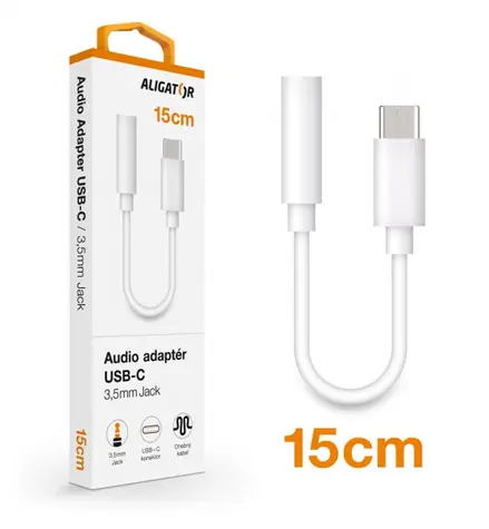 Aligator Audio adaptér USB-C na 3.5mm Jack bílá