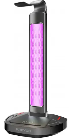 PREYON Heron Beak RGB Stojánek na sluchátka  / 2xUSB / 3.mm jack / RGB LED