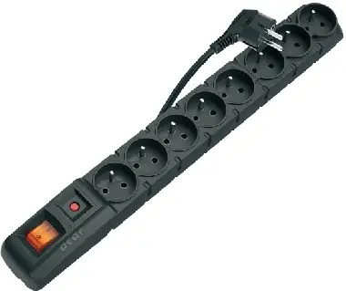 Acar S8 5m kabel / 8 zásuvek / přepěťová ochrana / černá