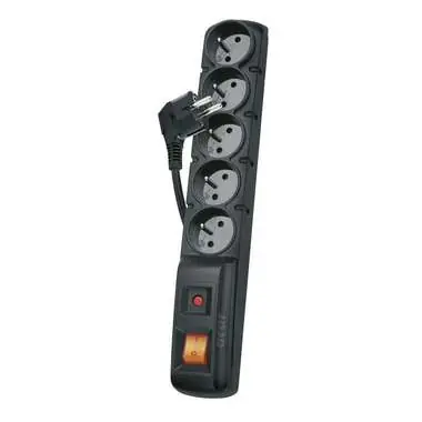 PORTE Přepěťová ochrana 230V 5 zásuvek 3m černá s vyp.