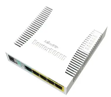 MikroTik RB260GSP / RouterBOARD / 5-port Gigabit smart switch / SFP cage / SwOS / plastic case / PSU / POE-OUT