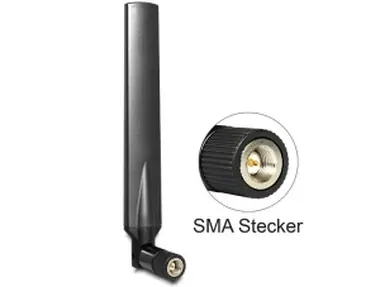 Delock LTE anténa SMA Band 1/3/7/20 -5 ~ -2.8 dBi / všesměrová kloubová / černá