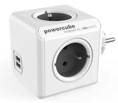 PowerCube Original USB šedá / 4 zásuvky / 2x USB port