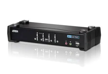 ATEN CS1764A / 4-Port DVI USB 2.0 KVMP Switch / 4x DVI-D kabely / 2-port Hub / Audio