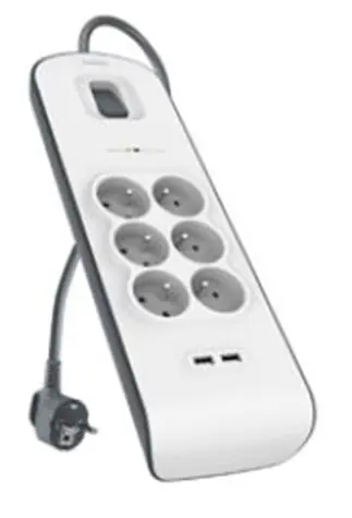 Belkin BSV604 přepěťová ochrana / 6-zásuvek / 2xUSB 2.4A / 2m / bílá