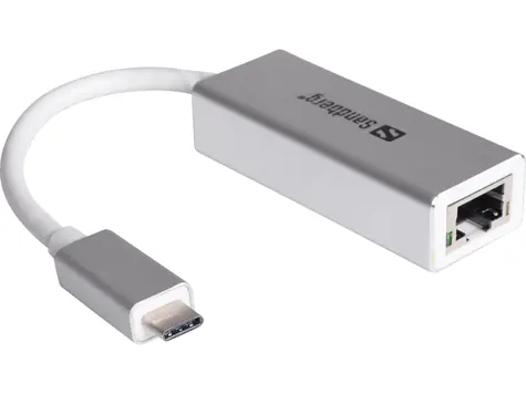 Sandberg USB-C konvertor / pro síťové připojení / RJ45 / stříbrný