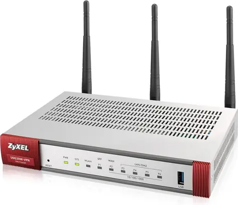 ZyXEL USG20W-VPN / VPN Firewall / Single Radio 2 /4GHZ 802.11n or 5GHz 802.11ac Wireless (3x3 - 20/40/80MHz) / 10x VPN