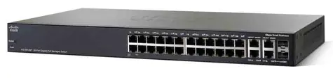 Cisco Small Business SG350-28P / 24 x 10/100/1000 (PoE+) + 2 x gigabitů SFP + 2 x kombinace Gigabit SFP