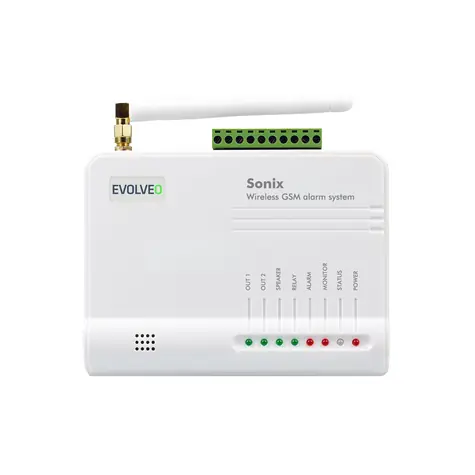 EVOLVEO Sonix - bezdrátový GSM alarm (4 ks dálk. ovl.+PIR čidlo pohybu+čidlo na dveře/okno+externí repro Android/iPhone)