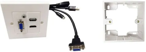 VivoLink zásuvkový panel HDMI + VGA +  USB 2.0 + 3.5mm Audio / včetně instalační krabičky