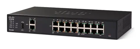 Cisco RV345P VPN Router / 16x Gbit LAN RJ-45 / 2x Gbit WAN RJ-45 / 2x USB / IPv6 / 3G / LTE / Firewall