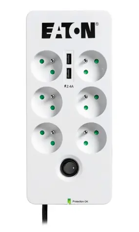 EATON Protection Box PB6UF / přepěťová ochrana / 6 zásuvek / 2x USB port