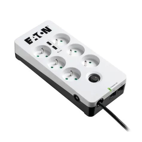 EATON Protection Box PB6TUF Tel@ / přepěťová ochrana / 6 zásuvek / 2x USB port / RJ-11