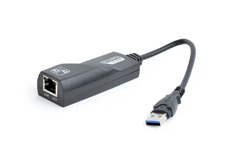 Gembird externí Gigabit LAN síťová karta USB 3.0 na RJ-45 / interní flash paměť s ovladači / černá
