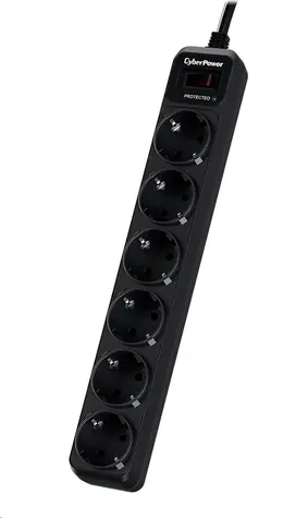 CyberPower B0620SC0-DE černá / Přepěťová ochrana / 6 zásuvek / vypínač / 1.8 m