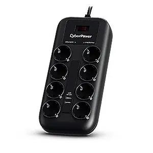 CyberPower P0820SUF0-DE černá / Přepěťová ochrana / 8 zásuvek / vypínač / 2x USB / 1.8 m