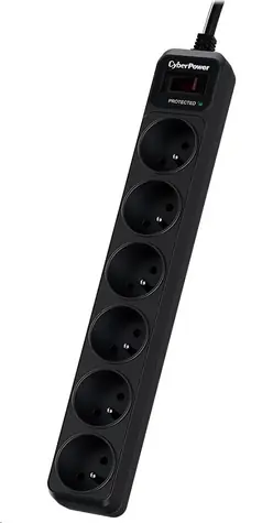 CyberPower B0620SC0-FR černá / Přepěťová ochrana / 6 zásuvek / vypínač / 1.8 m