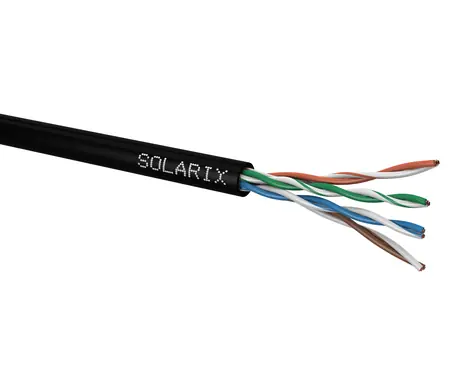 Solarix instalační kabel CAT5E 305m černá / venkovní instalace / PE plášť / nestíněný / box