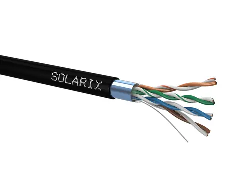 Solarix instalační kabel CAT5E FTP 305m černá / venkovní instalace / PE plášť / stíněný / box