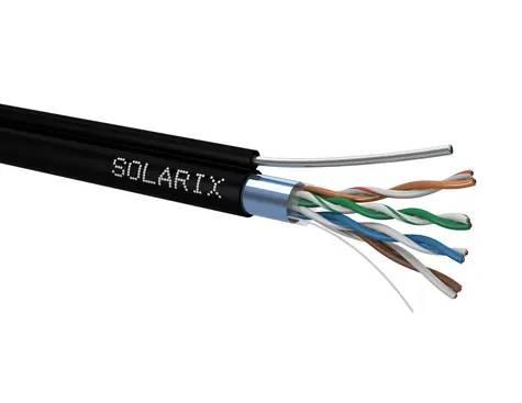 Solarix instalační kabel CAT5E FTP 305m samonosný černá / venkovní instalace / PE plášť / stíněný / cívka
