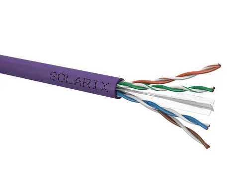 Solarix instalační kabel CAT6 500m fialová / vnitřní instalace / LSOH plášť / nestíněný / cívka