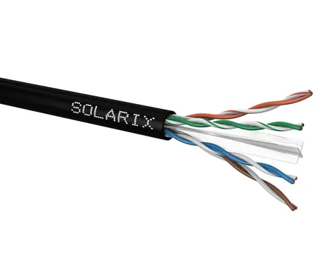 Solarix instalační kabel CAT6 500m černá / venkovní instalace / PE plášť / nestíněný / cívka 