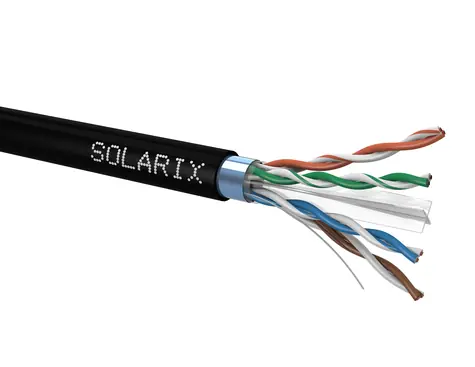 Solarix instalační kabel CAT6 FTP 500m černá / venkovní instalace / PE plášť / stíněný / cívka