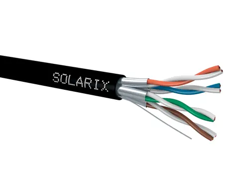 Solarix instalační kabel CAT6A STP 500m / venkovní instalace / PE plášť / stíněný / cívka / černá
