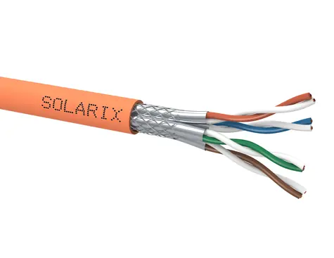 Solarix instalační kabel CAT7A SSTP 500m / vnitřní instalace / LSOH plášť / stíněný / cívka / oranžová