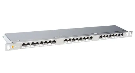 Solarix patch panel 24x RJ45 CAT6 STP s vyvazovací lištou / 0.5U / šedá