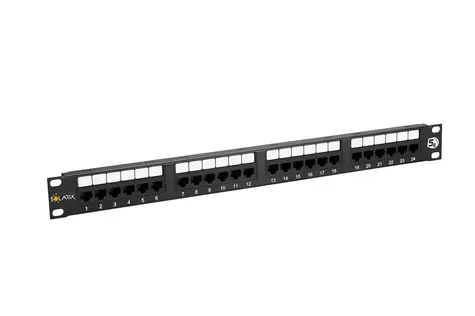 Solarix patch panel 24x RJ45 CAT5E UTP / 1U / černá