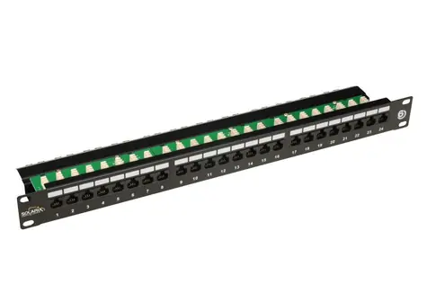 Solarix SX24L-6-UTP-BK patch panel 24x RJ45 CAT6 UTP s vyvazovací lištou / 1U / černá