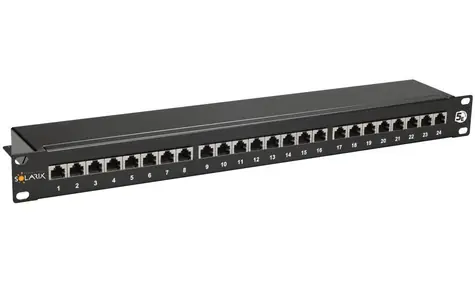 Solarix patch panel 24x RJ45 CAT5E STP / 1U / černá