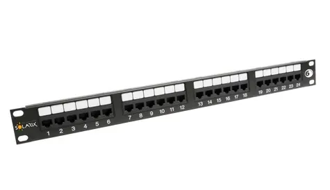 Solarix patch panel 24x RJ45 CAT6 UTP / 1U / černá