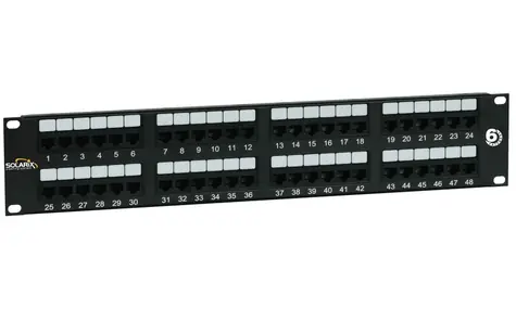 Solarix patch panel 48x RJ45 CAT6 UTP / 2U / černá