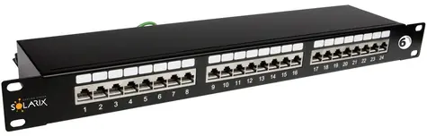 Solarix patch panel 24x RJ45 CAT6 STP / 1U / černá