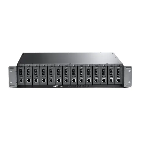 TP-Link TL-FC1420 šasi pro media konvertory / 14 slotů / 2U rack / 482 x 358 x 86 mm / chlazení