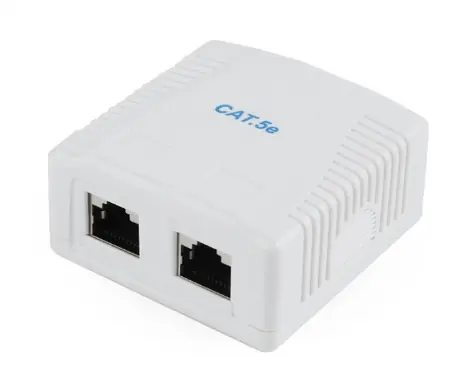 Gembird NCAC-2F5E-01 CAT5e FTP 2portová zásuvka na omítku / 2x RJ45 / 8P8C / bílá