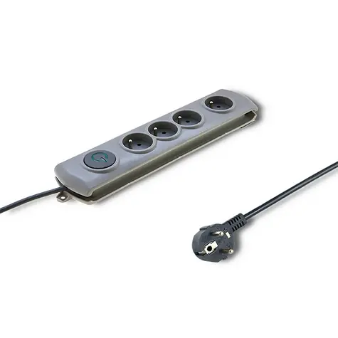 Qoltec 50163 Přepětová ochrana Quick Switch (4 zásuvky) | vypínač | 1.5m | šedá