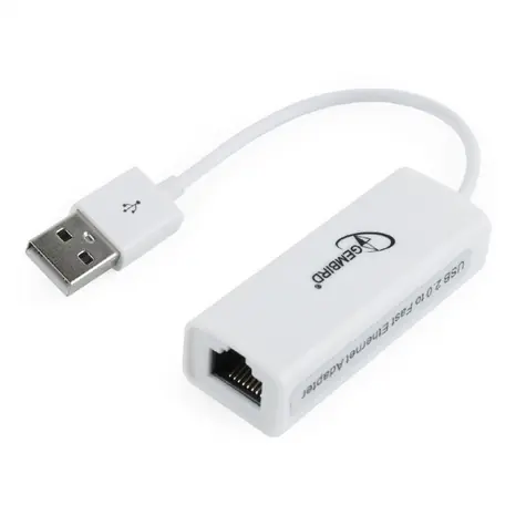 Gembird NIC-U2-02 USB adaptér RJ45 bílá / USB-A 2.0 (M) na RJ-45 (F) / 100 Mbps