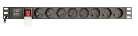 Gembird EG-PDU-014-FC14 PDU do racku 1U / až 2500 W / 8x zásuvka FR / kabel 3m (C14 konektor)