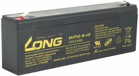 LONG olověný akumulátor 12V 2.6Ah F1
