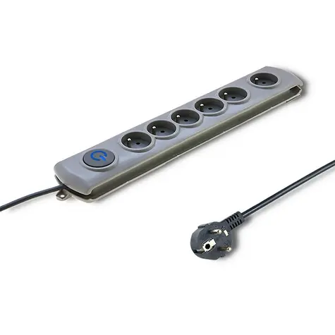 Qoltec 50165 Přepětová ochrana Quick Switch (6 zásuvek) / vypínač / šedá / 1.8m