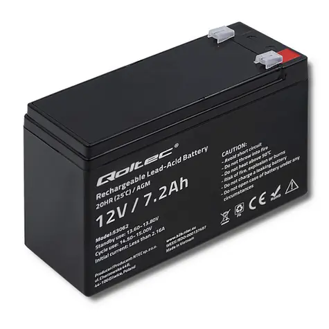 Qoltec 53062 baterie AGM 12V 7.2Ah max.108A