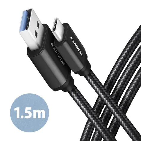 AXAGON BUCM3-AM15AB kabel USB-A na USB-C černá / 1.5 m / 3 A
