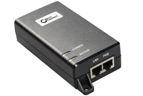 MicroConnect IEEE Gigabit PoE Injector černá / 802.3af/at / 30W 